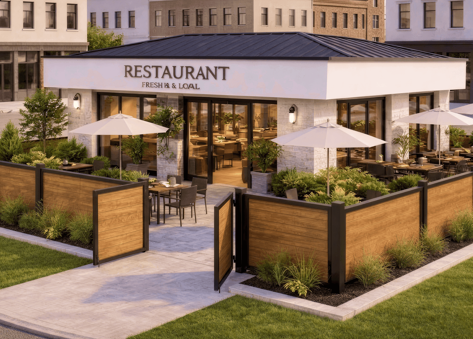 Commercial Mixed Materials Fences